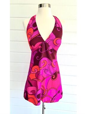 Vintage '60's KIMI'S of KING'S ALLEY Hawaii Mini Halter Dress - XS